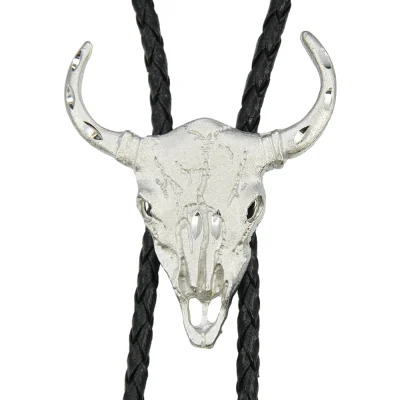Bolotie Silver Steer Skull